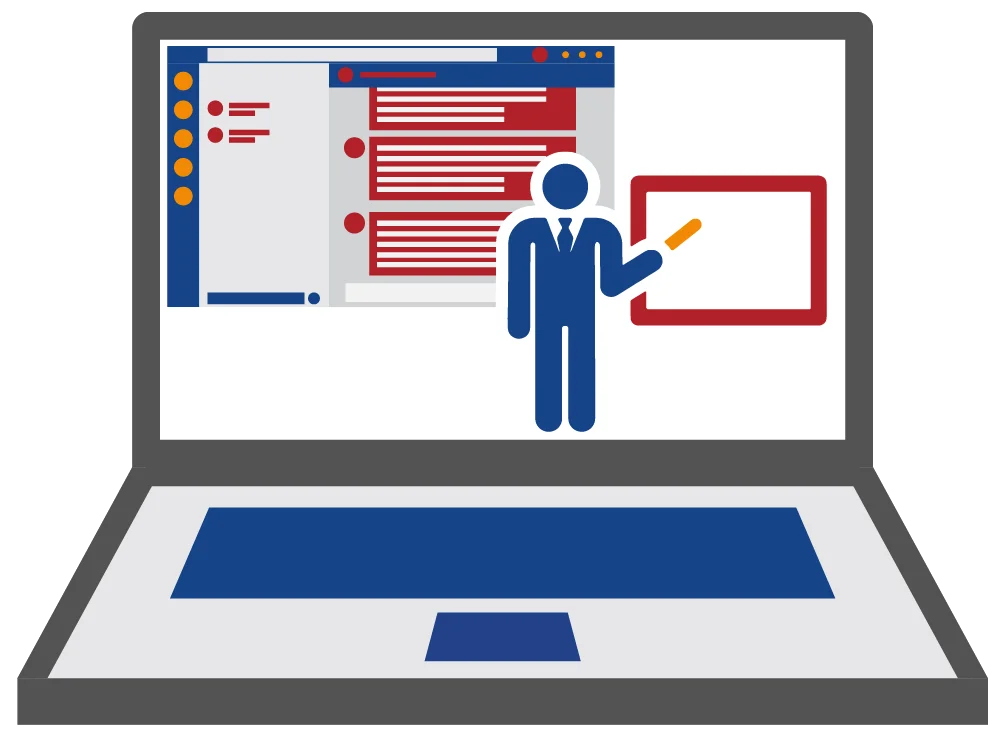 A laptop with a virtual training screen open