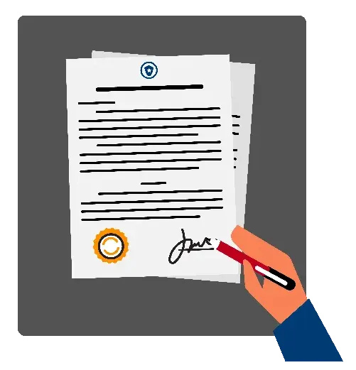 Someone signing a contract